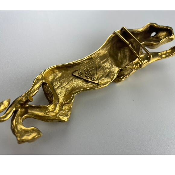 Vintage 70s CHRISTOPHER ROSS Panther Jaguar Belt Signed 1976 Gold Plated Buckle - Picture 9 of 9